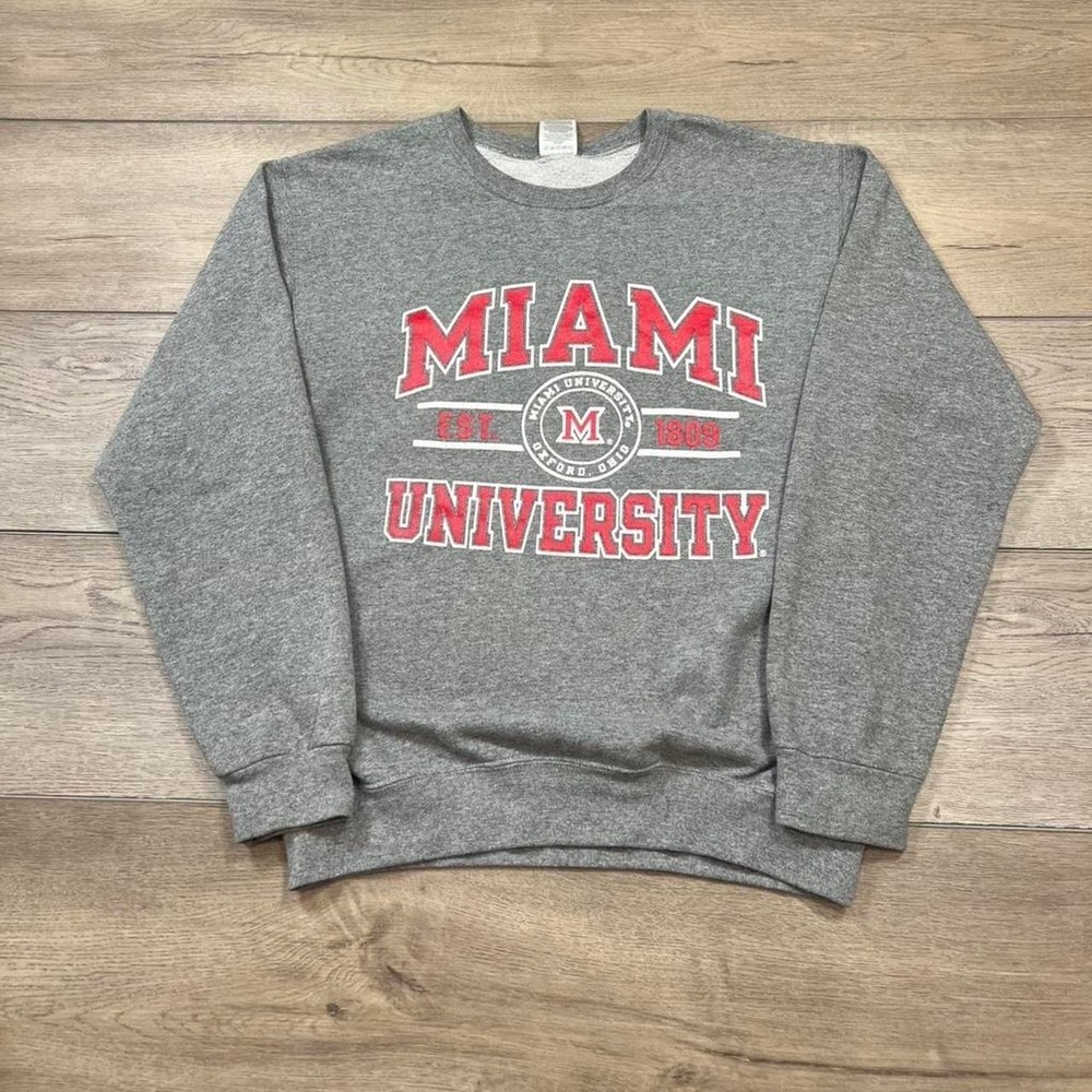 Jerzees Miami University Sweatshirt Mens Small Gray Crewneck‎ NuBlend Ohio